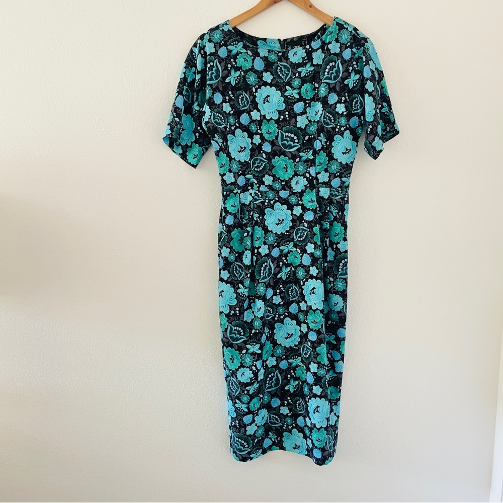 ASOS Floral Pencil Dress - The Wiggle Dress; Blue & Black